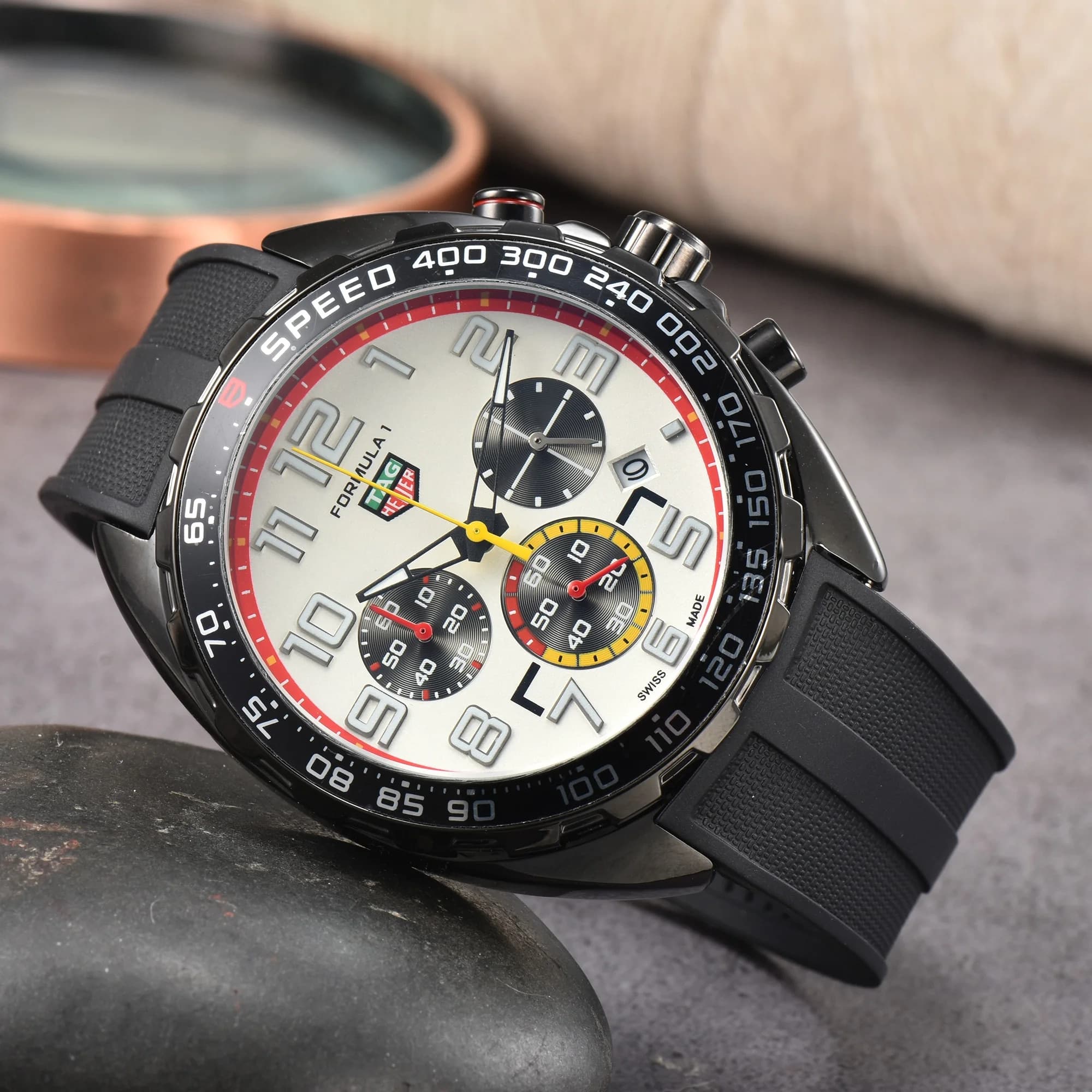Montre TAG pour homme, multifonctionnelle, à 6 broches, bracelet en acier, à quartz, de haute qualité