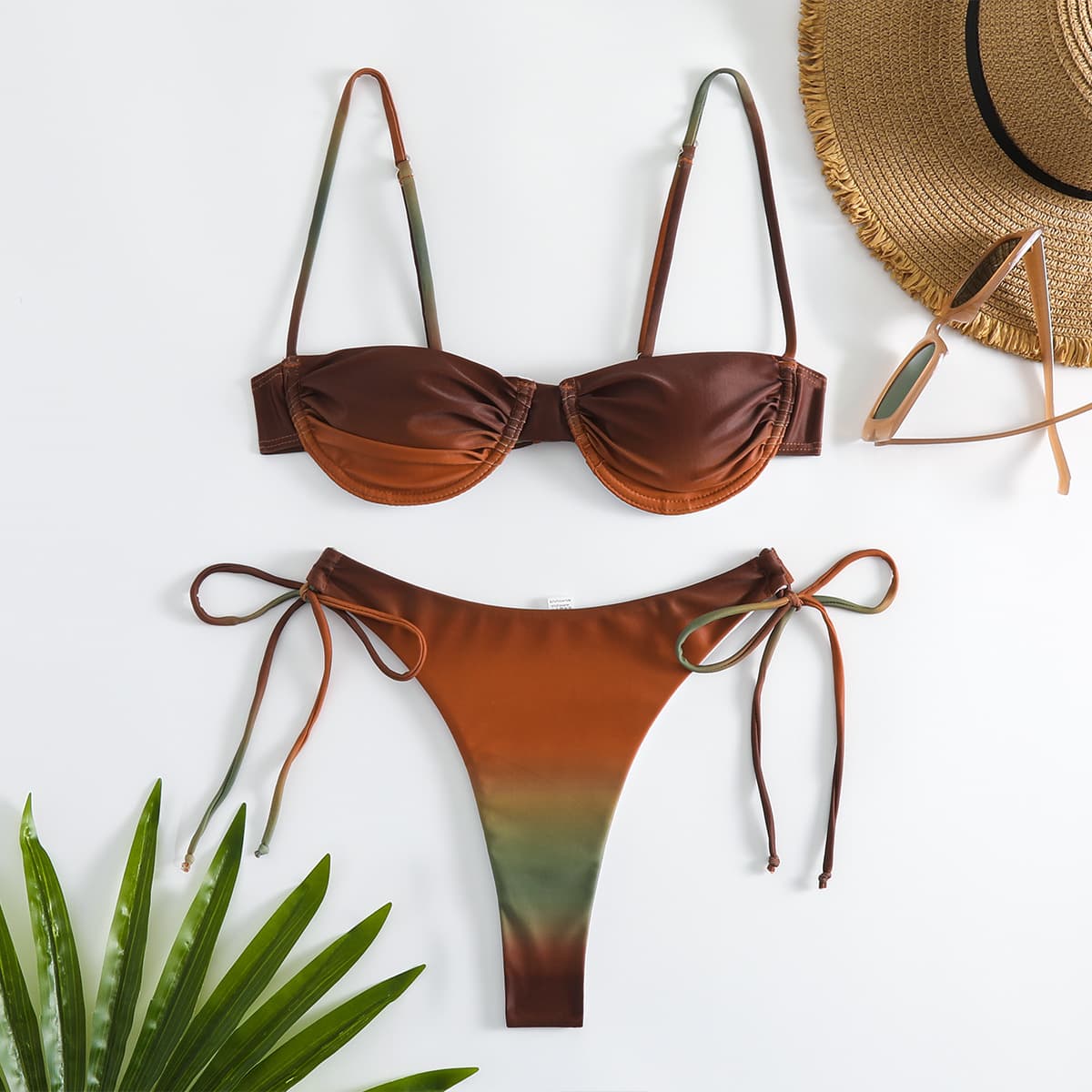 Women's Clothing Bikini Underwire Swimsuit Three point Sexy Swimsuit Women's Gradient Color