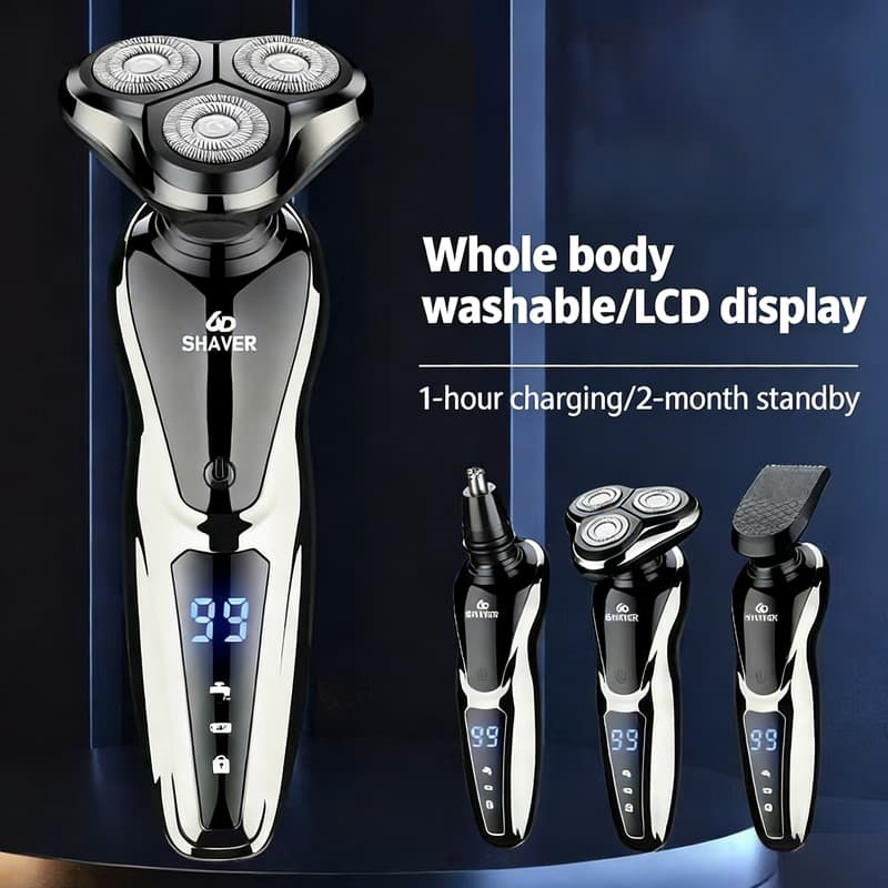 3-in-1 Men's Haircut Nose Hair Shaving Multi-functional Electric Shaver USB Charging Dual Use Of Dry Wet Beard Trimmer
