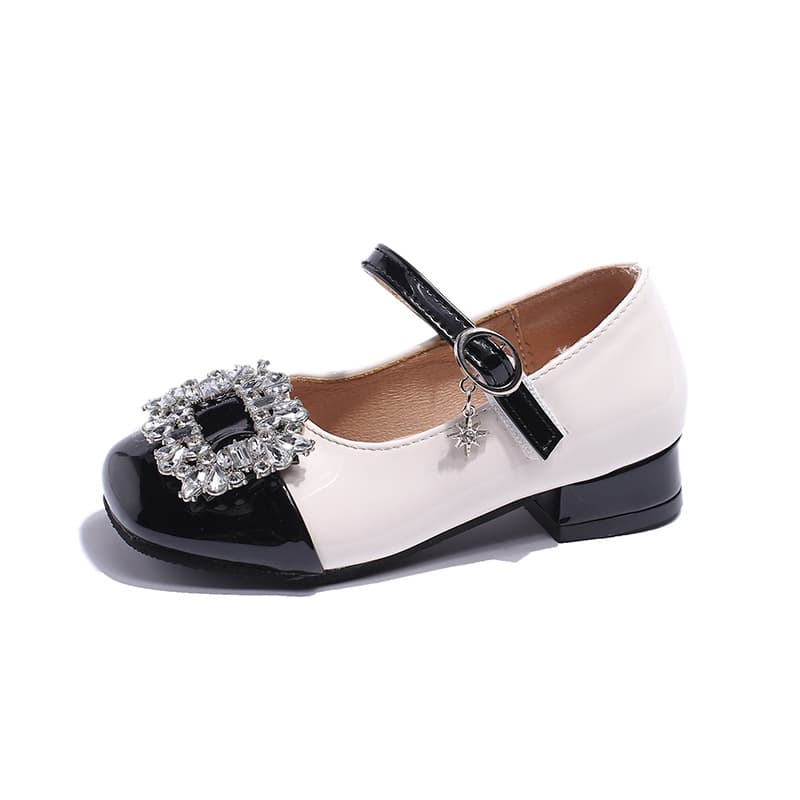 Mother & Kids generous buckle girls princess shoes rhinestone shallow mouth small leather shoes 2024 autumn new children's single shoes for delivery