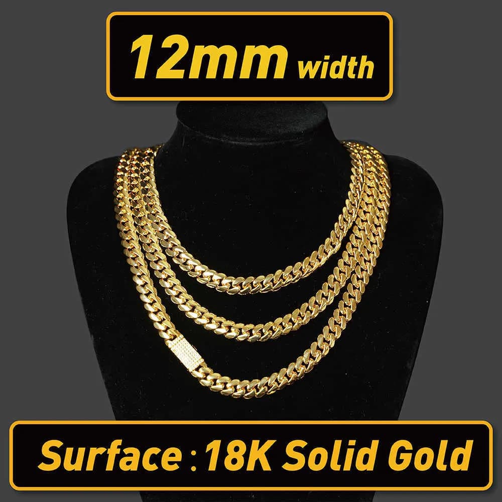 Collier ras du cou à maillons personnalisés en or, chaîne cubaine Miami, 20mm