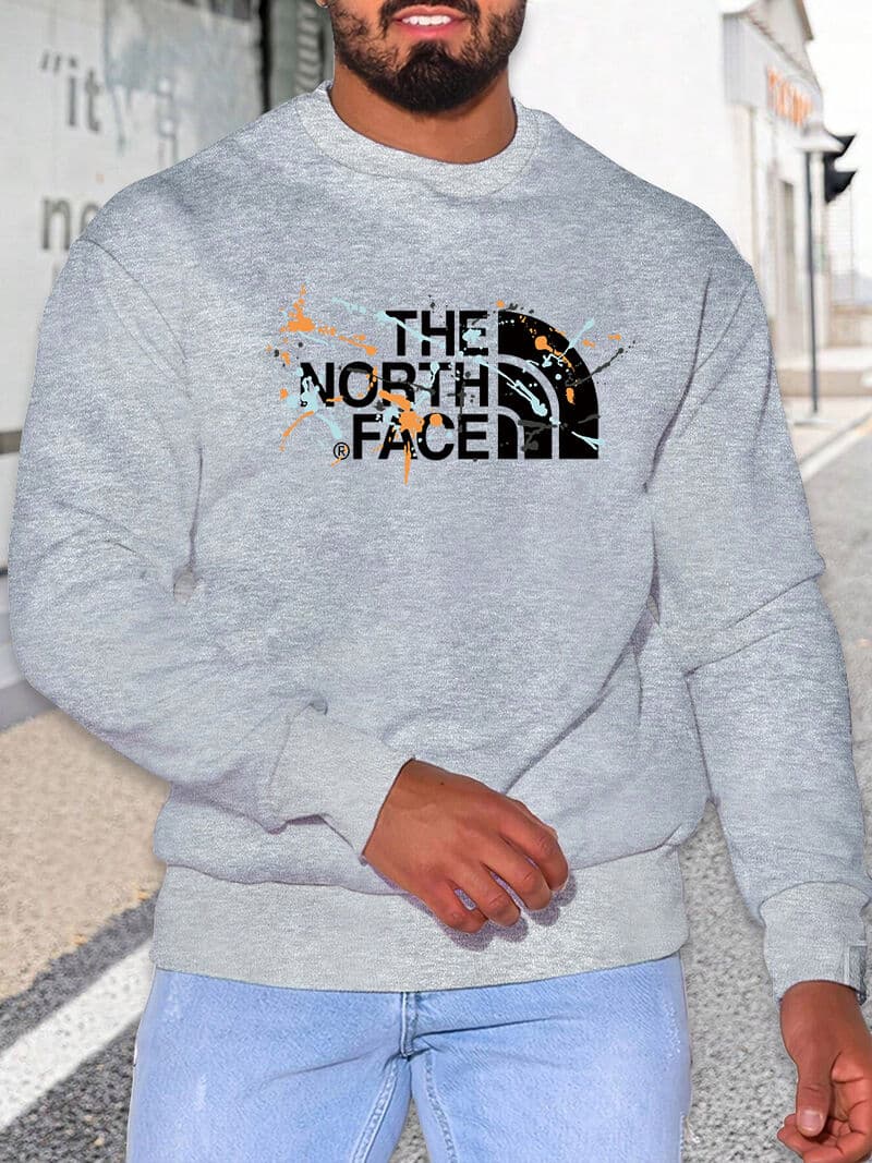 Sweat-shirt imprimé couleur unie chaud à col rond pour hommes, nouvelle collection automne et hiver