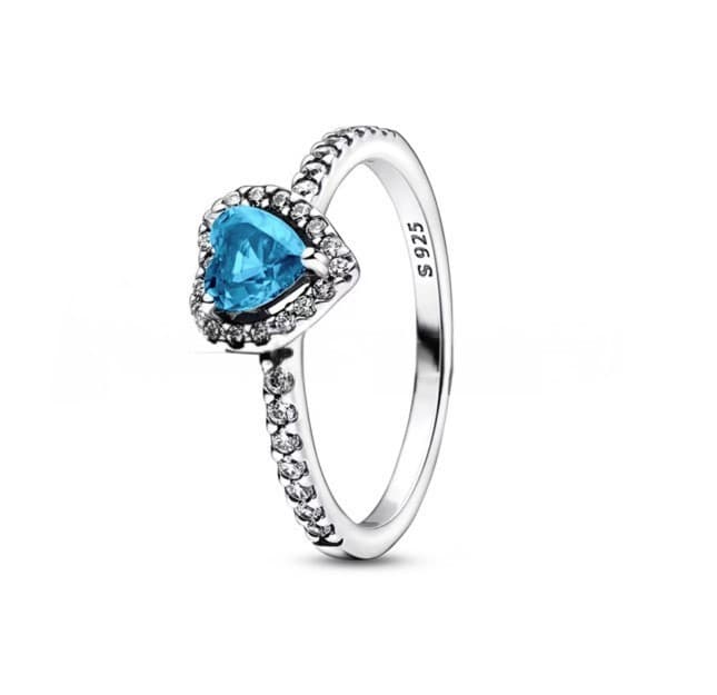 Bague Panjia Duola en cuivre plaqué argent, série Noble, cœur rouge, rose et blanc