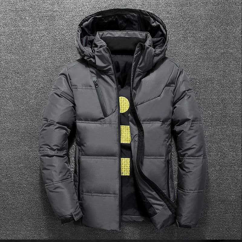 ​​Men's Slim-Fit Short Down Jacket With Hood – Lightweight 550fp Insulated Winter Coat (Black/Grey/Red, M-Xxxxl)​​