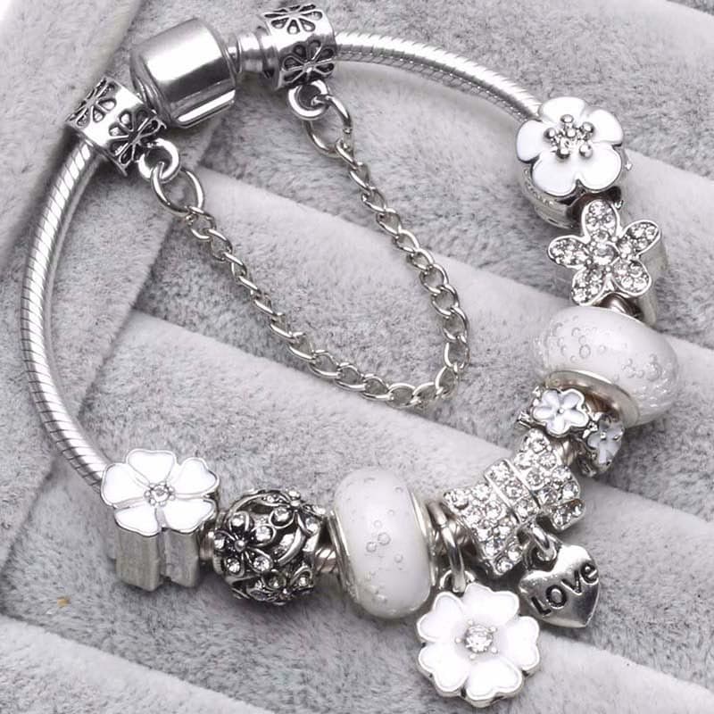 DIY Boutique Glass Diamond Charm Bracelet Trendy Fashionable Metal Alloy Round Geometric Irregular Jewelry