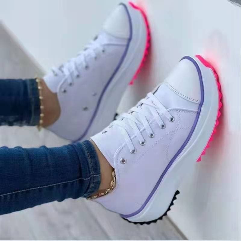 low-top single shoes women's thick-soled canvas shoes front lace-up platform sole large size women's shoes in stock