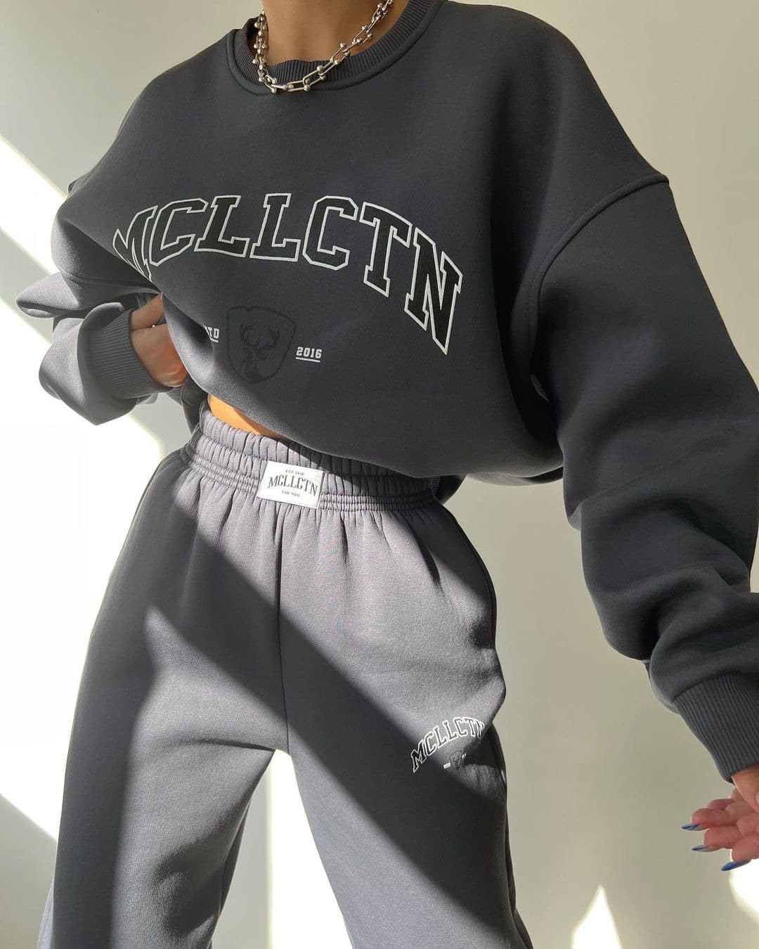Women's printed thick fleece hoodie long sleeve pants suit