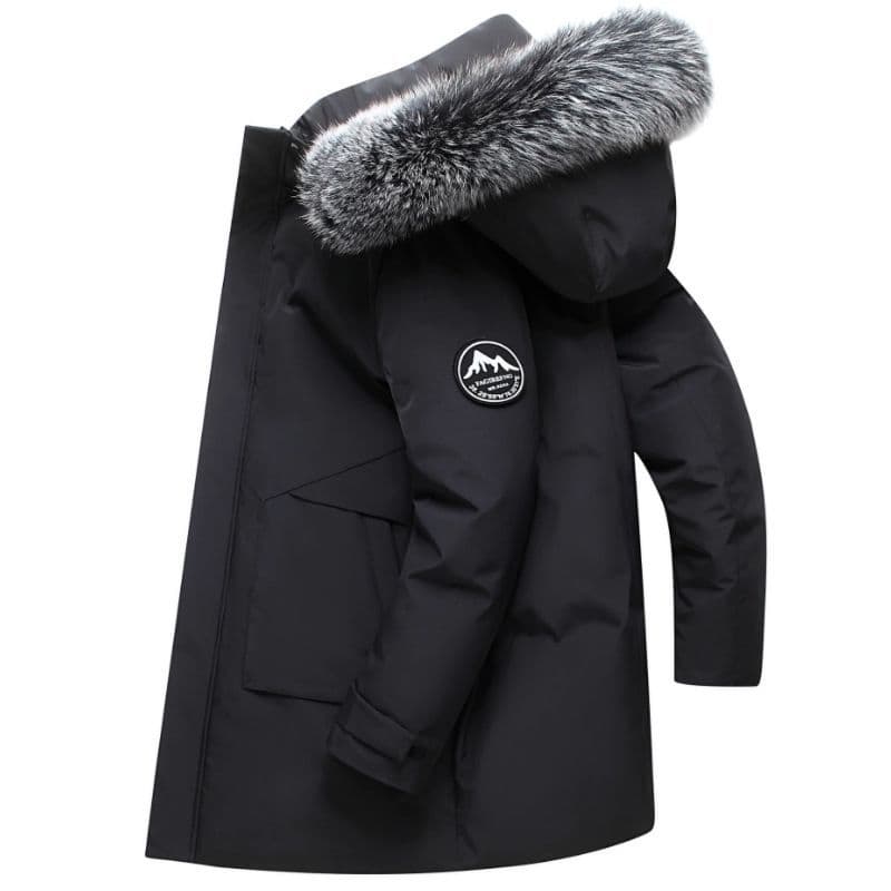 Down mid-length 2022 new hooded large fur collar fashionable winter thickened men's jacket trendy men