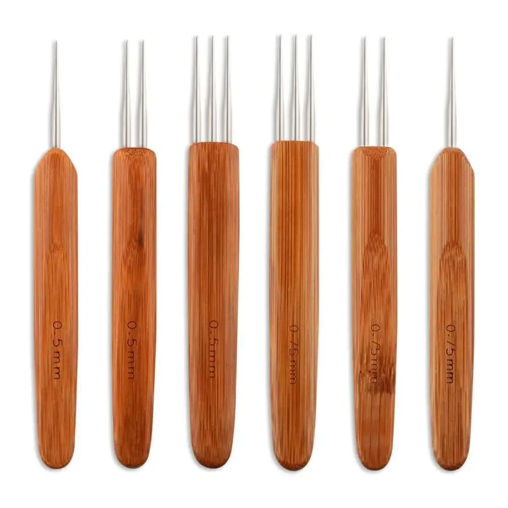 3pcs bag 0.5mm 0.75mm Double Crochet Needle For Locs Bamboo Dreadlock Crochet Hook Dreadlock Needle For Braids