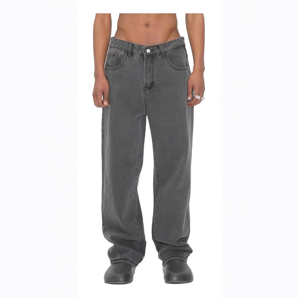 Men's Clothing Retro Flared Jeans Vintage Washed Grey High Street Straight Leg Jeans For Men - Retro Distressed Denim Pants With Classic Comfort​