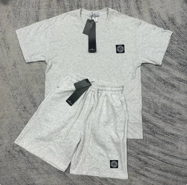 Short STONE à insigne boussole transfrontalier, pantalon décontracté mi-long, ensemble de sport ample à manches courtes pour l'été
