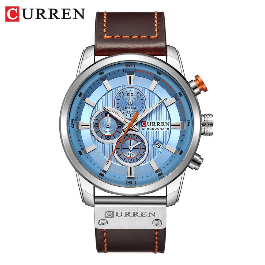 Montre homme classique étanche à quartz avec calendrier, boîtier en acier inoxydable et bracelet en cuir véritable, montre-bracelet élégante et décontractée pour affaires.