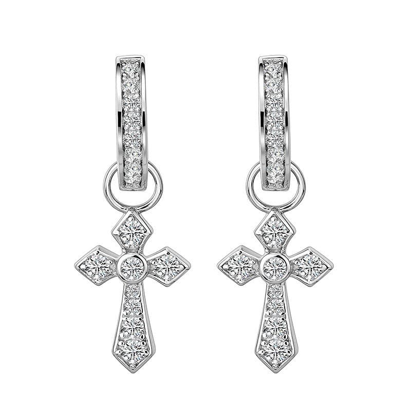 Men's Jewelry 925 Silver Needle One Pair Of Diamond Earrings With Trendy Personality Single Cross Earrings
