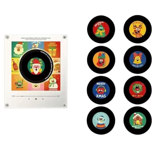 Coffret lecteur de musique magnétique de Noël pour réfrigérateur avec 9 disques et mini-vinyle USB-C