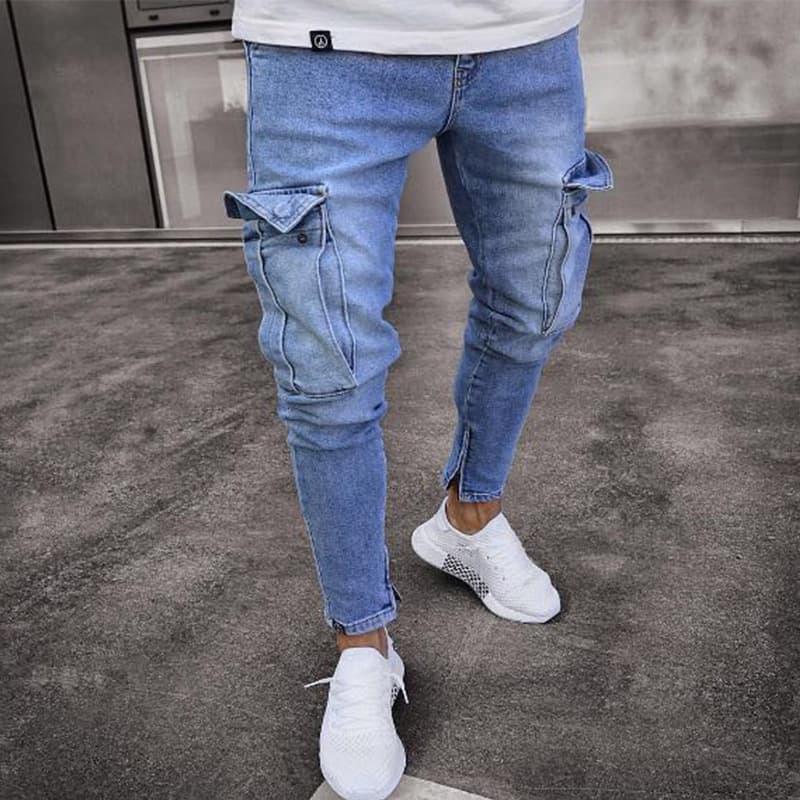 Casual fashion all match men's skinny jeans men's small foot trousers