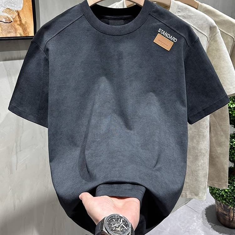 Men's Clothing New Summer Fashion Trendy Men's Tie Dye Short Sleeved T Shirt With Round Neck Design, Simple And Versatile Top With Pocket Square