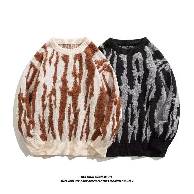 ​​Men’s Premium Knit Sweater – Relaxed Fit Round Neck Pullover For Autumn & Winter (Khaki/Black, M-3XL)​​