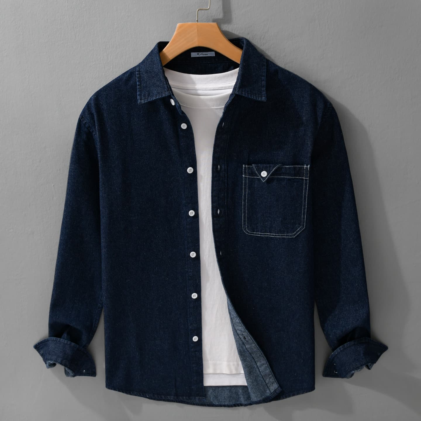 Autumn Simple Denim Versatile Men's Long Sleeved Shirt Casual Loose Men's Retro Youth Shirt