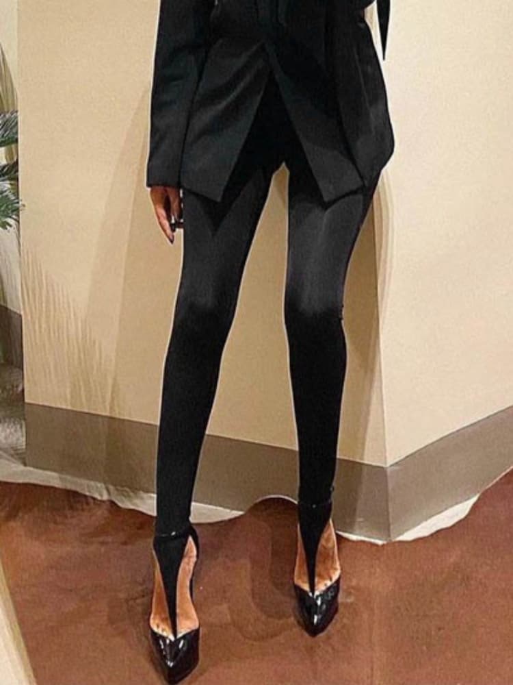 K New Tight Pants, High Waisted Black Elastic Leggings, Women's Slimming Effect, Leggings, Long Pants