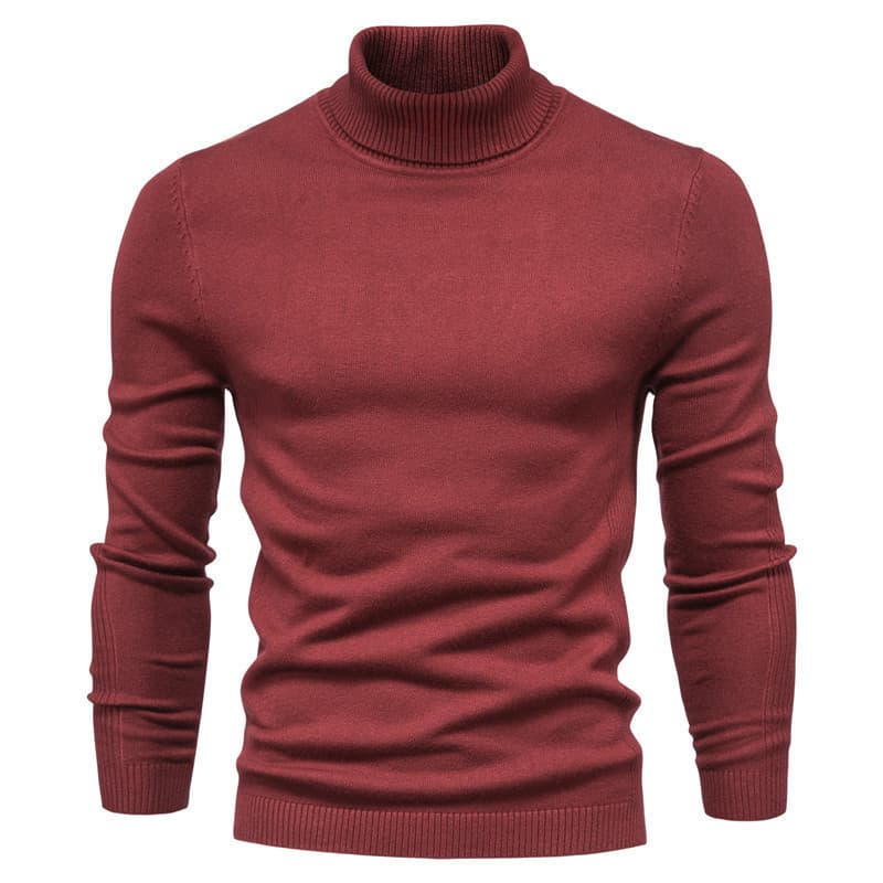 Autumn/Winter Men's New Bottom Slim Fit High Neck Casual Knitted Sweater