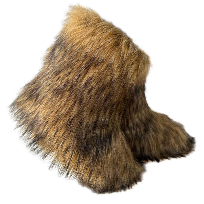 Thickened oversized mid-tube fur snow boots