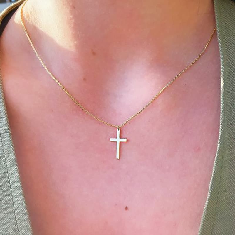 Hot Cross Pendant Necklace Creative Simple Personality Alloy Necklace Female Niche Design Necklace