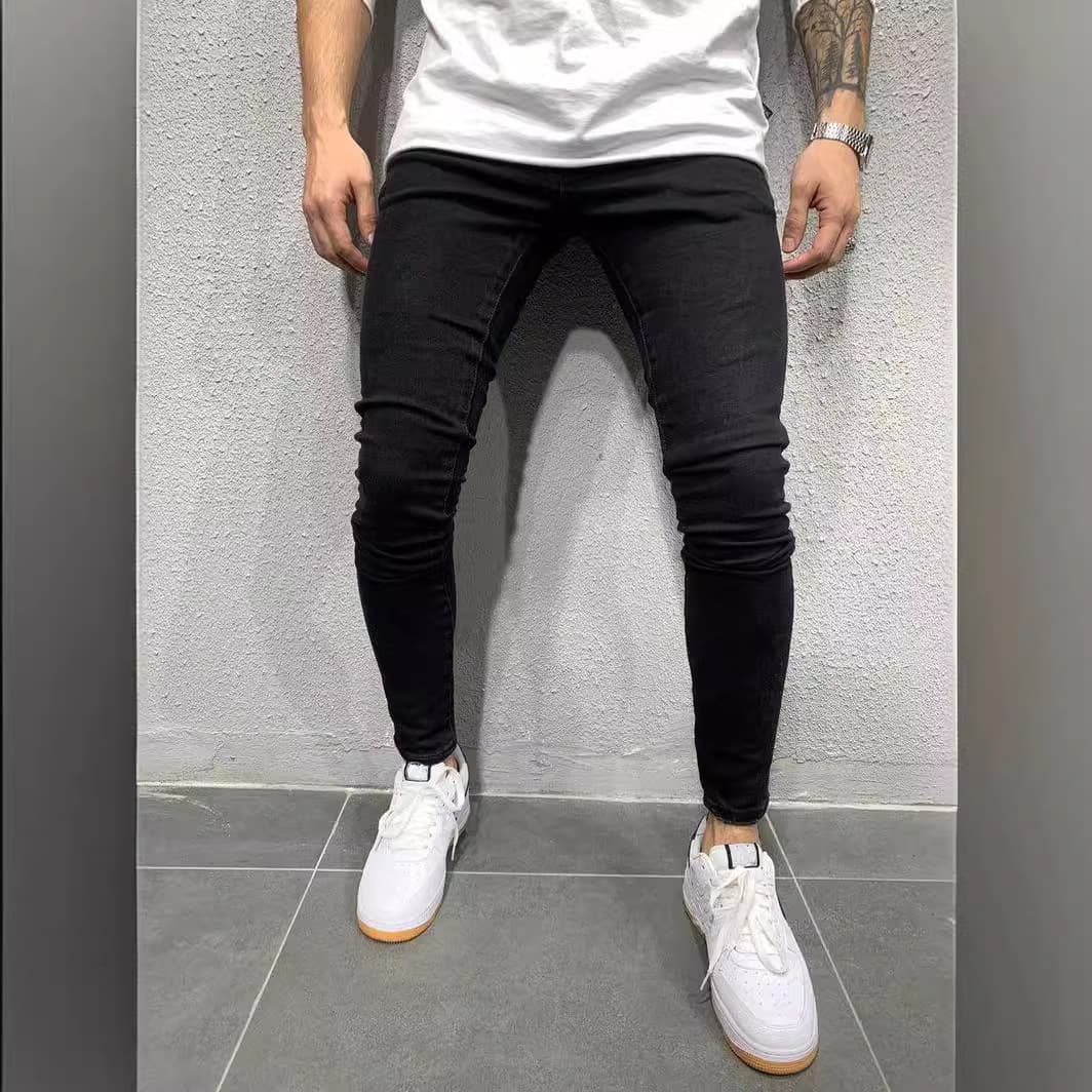 Men's Clothing High Quality Elastic Skinny Jeans Classic Four Colors Pants