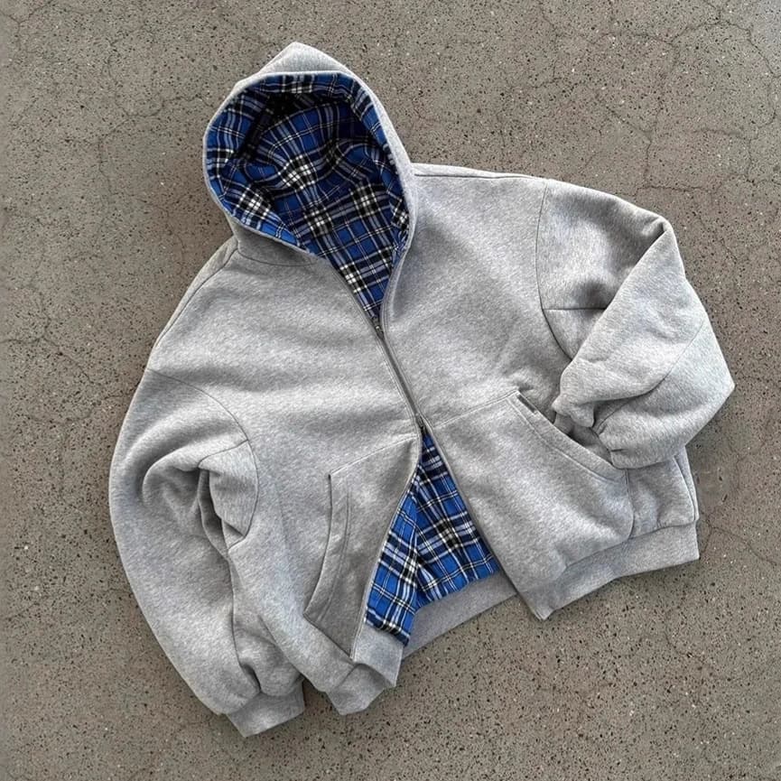 Men's Clothing Double Sided Zipper Hoodie Unisex Y2K Retro Zip-Up Hoodie With Double-Sided Zipper, Oversized Streetwear Pullover For Men & Women​