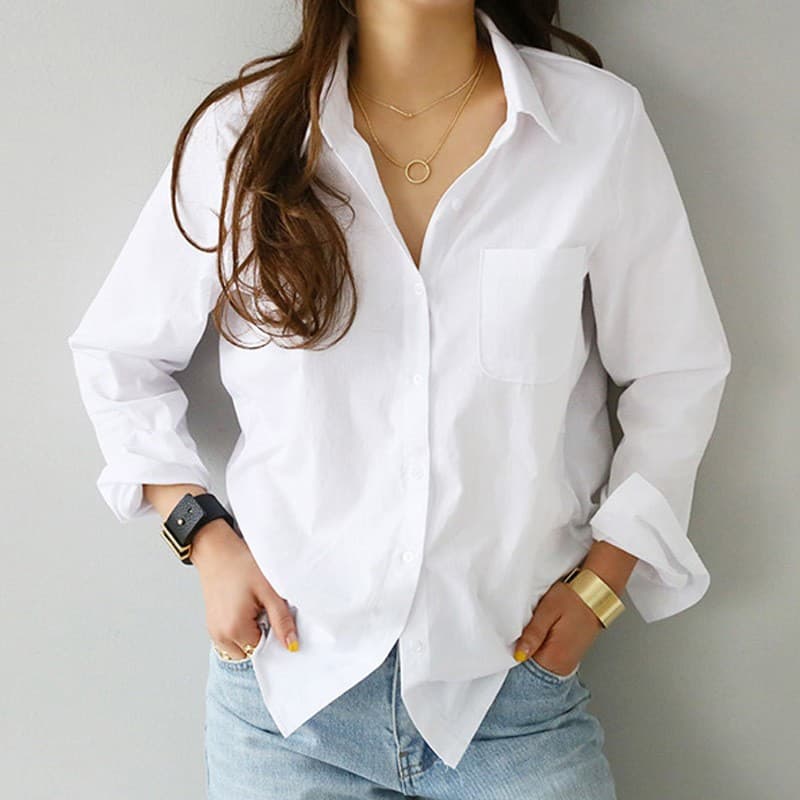 Women's Clothing Base Long Sleeved Shirt Ol Professional Slim Fit Lapel Shirt For Women
