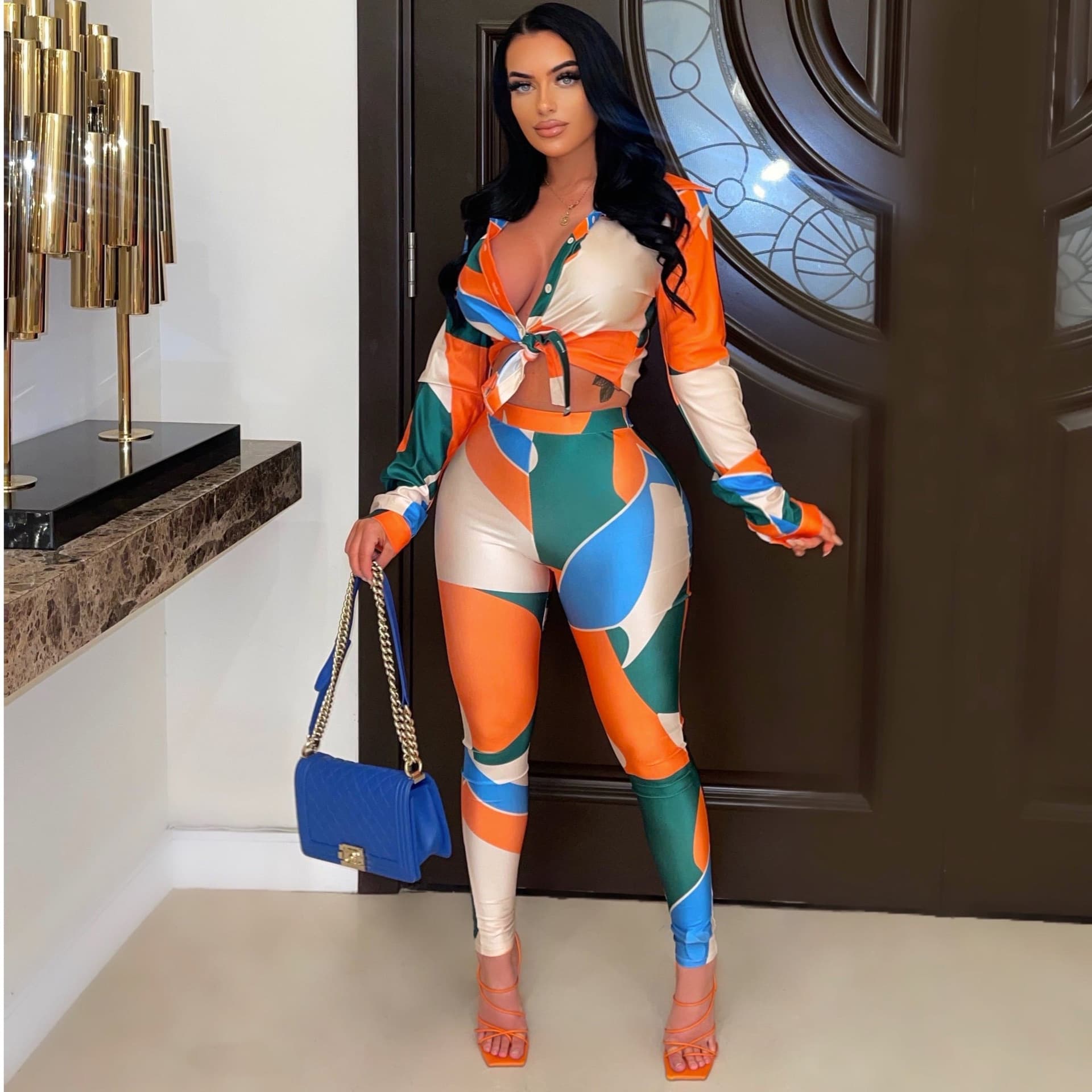 Women's clothing supply sexy printed fashion suit pants