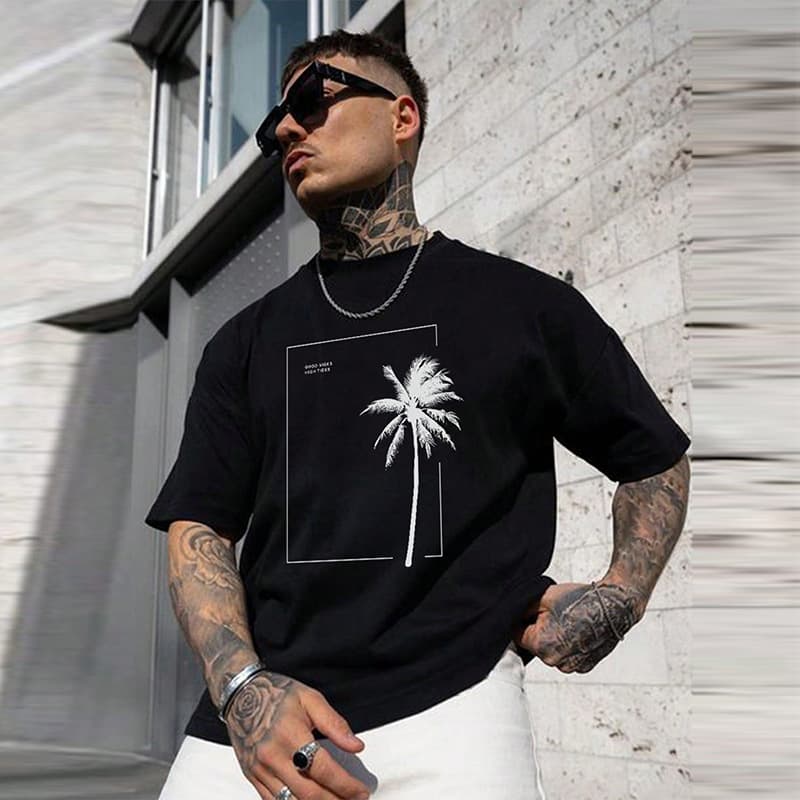 Men's Clothing Men's Round Neck American Short Sleeve Printed Casual T Shir