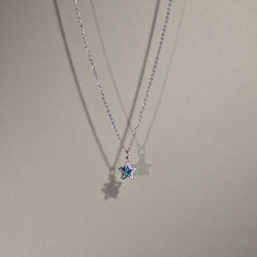 Vintage Sky Diamond Blue Star Zircon Necklace Niche Ins Sweet Collarbone Chain