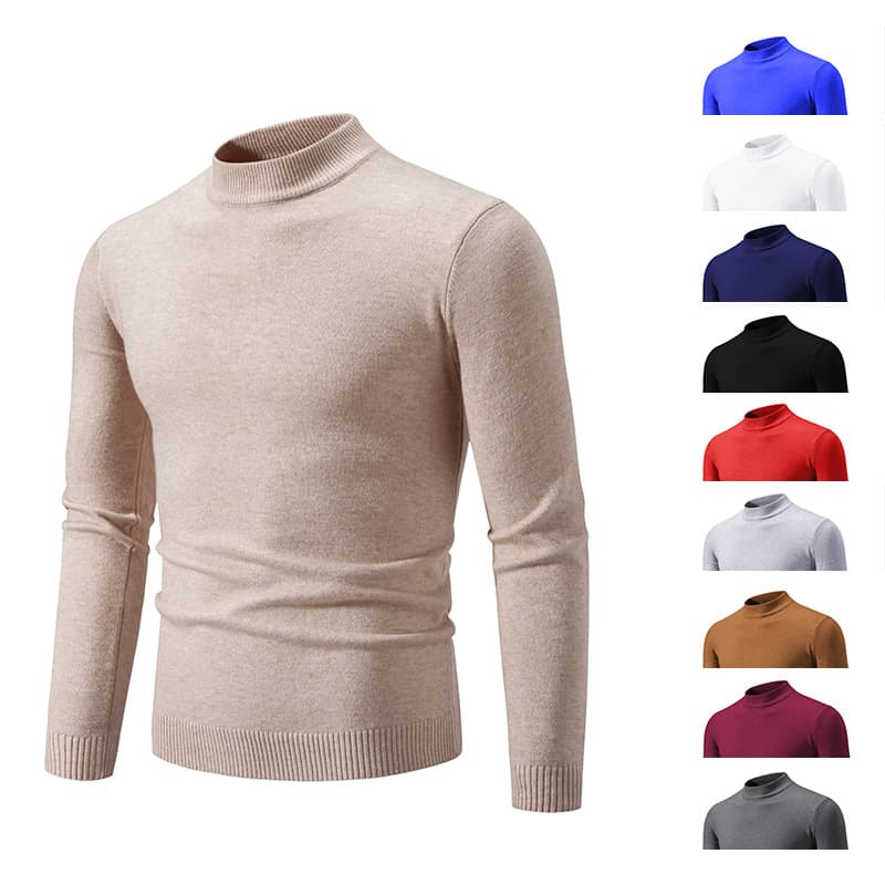 ​​Men’s Slim-Fit Semi-Turtleneck Sweater – Minimalist Pullover For Layering, Lightweight & Wrinkle-Free (14 Versatile Colors)​​