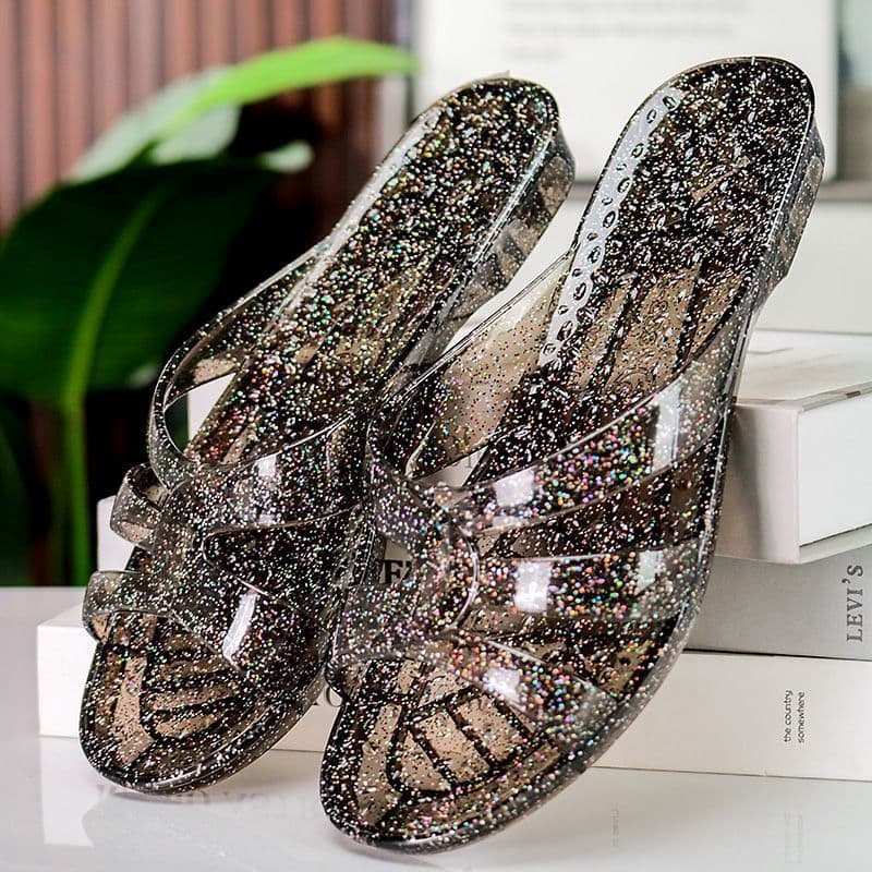 Crystal Women's Slippers Non-Slip Transparent Jelly Deodorant Bath Plastic Bathroom Indoor Home Summer Fashion Outdoor