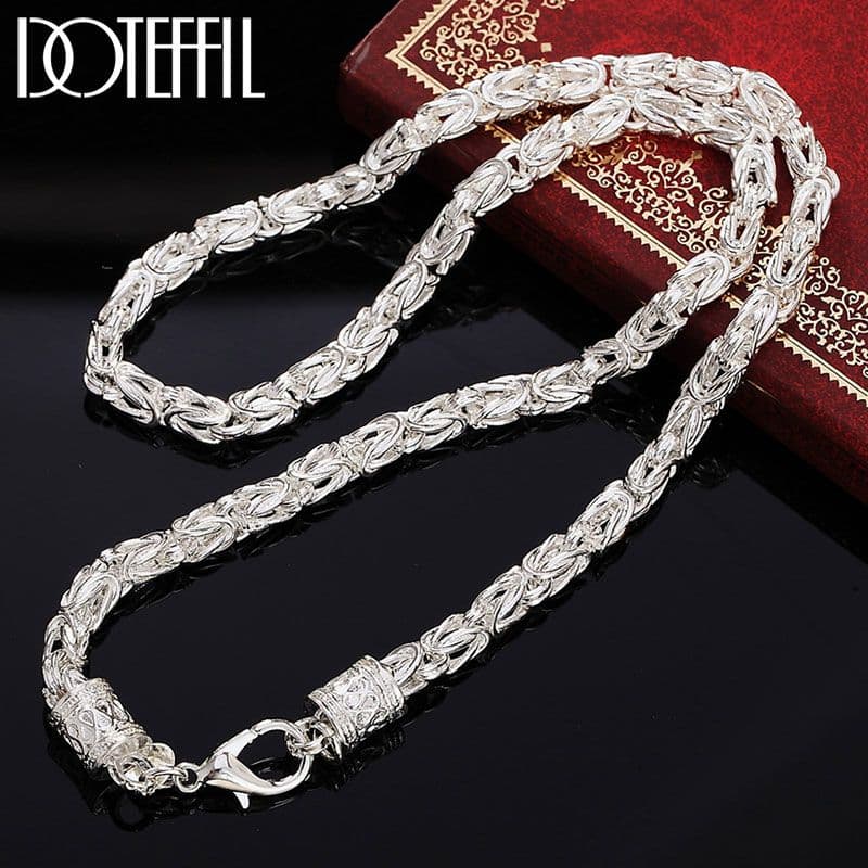 DOTEFFIL Collier chaîne en argent massif de 50,8 cm, 5 mm, pour femme et homme, bijou tendance pour mariage, fiançailles, fête