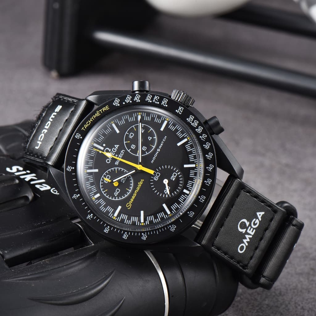 Montre de mode pour hommes Moonwatch Swatch Sport tendance chronographe à quartz bracelet en nylon