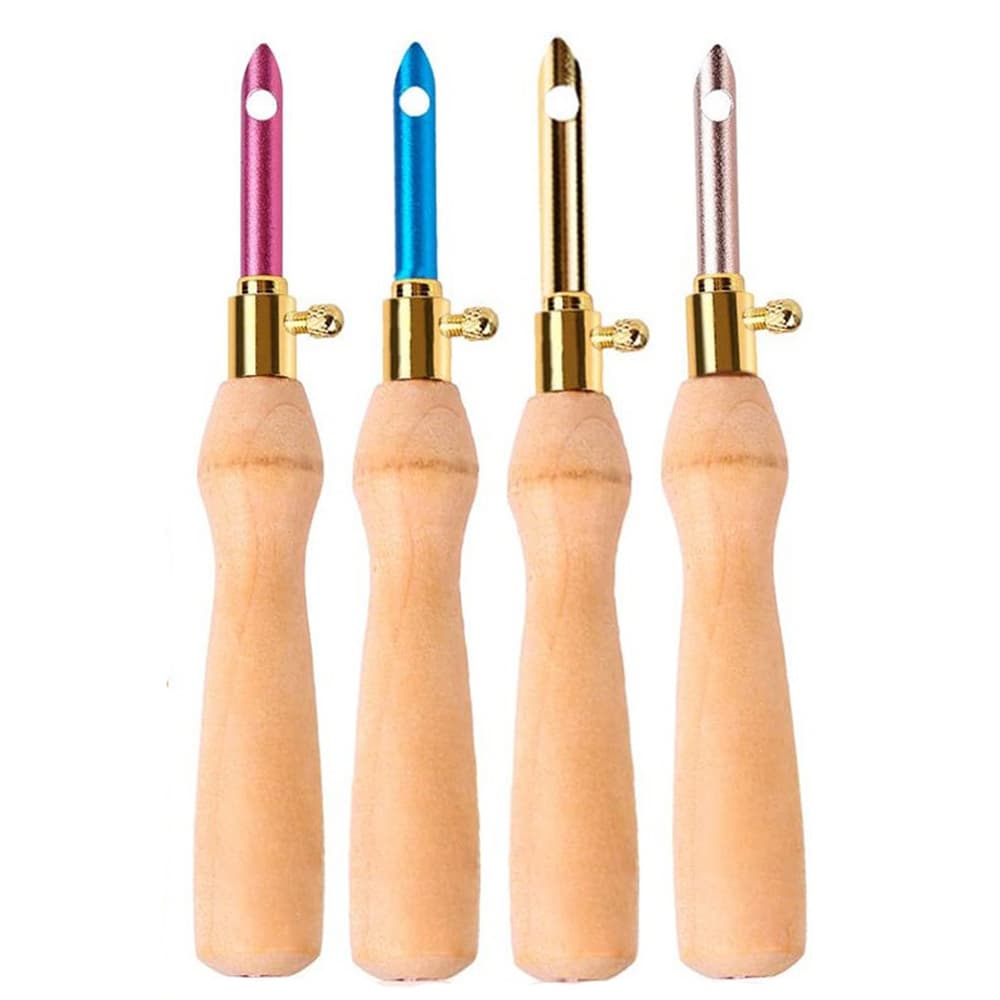 Knitting Embroidery Pen Weaving Felting Craft Punch Needle Threader Wooden Handle DIY Magic Sewing Tool Accessories Adjustable