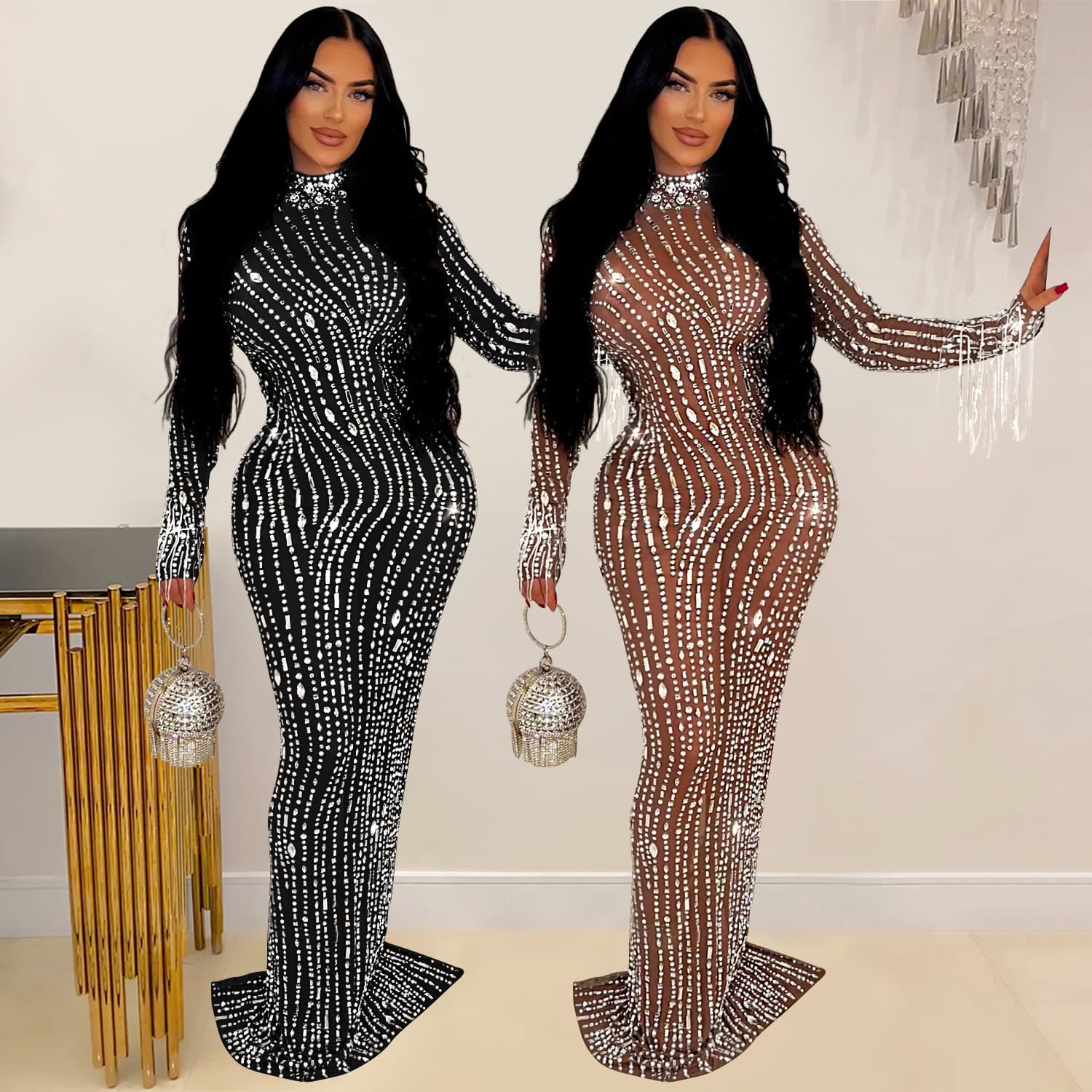 Women's Clothing Fashion women's solid color gauze drill dress long