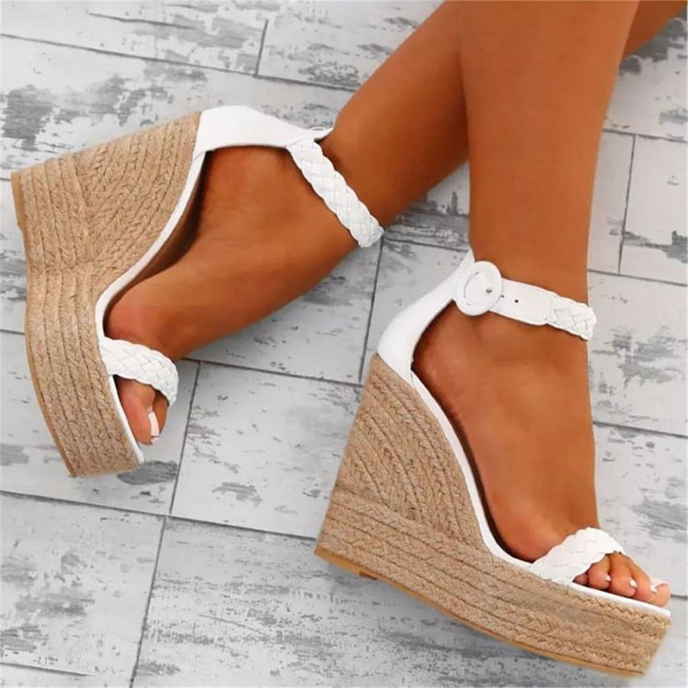 women's summer new hemp rope hemming high heels large size women's wedge sandals