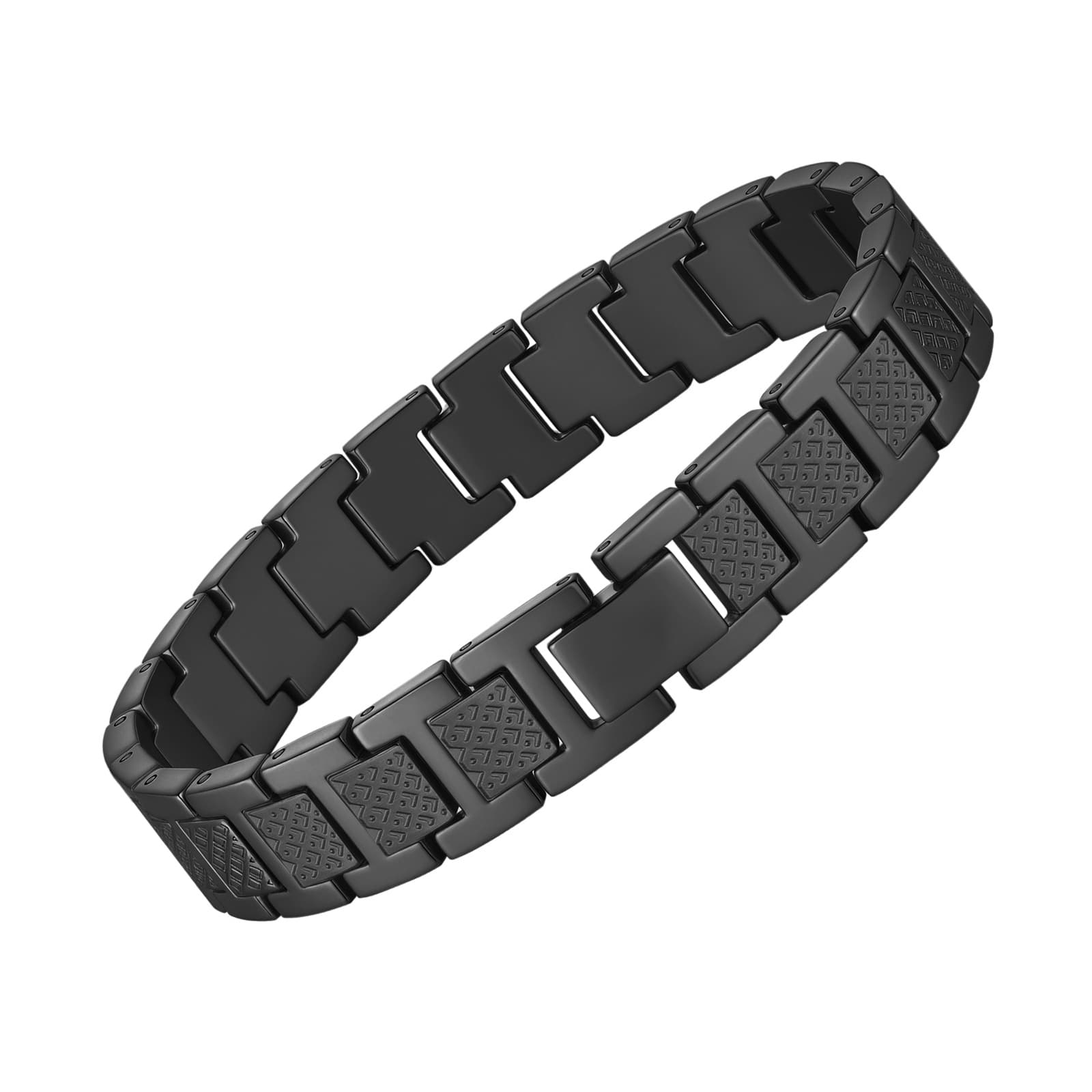 Bracelets à breloques haut de gamme en acier inoxydable à motif crocodile, bracelet en acier titane noir