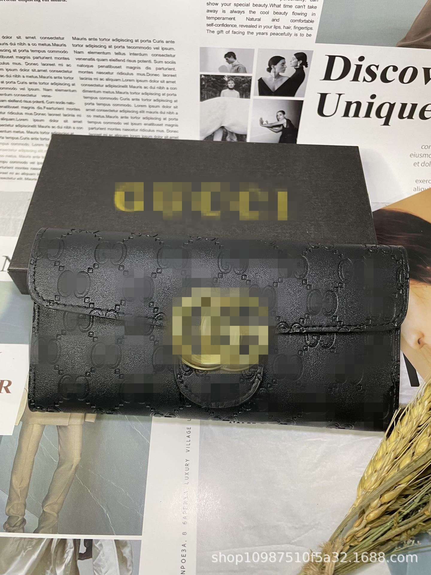 Sac portefeuille tendance et polyvalent à double G, de marque simple et de haute qualité, avec coffret cadeau et plusieurs emplacements pour cartes