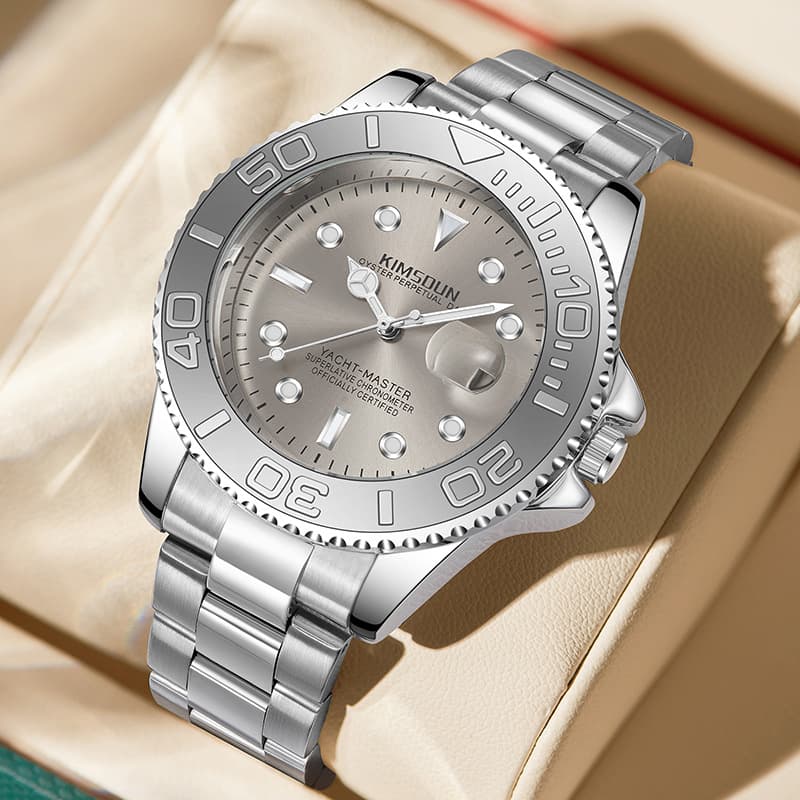 gray yacht watch men's fashion steel band watch luminous waterproof quartz watch wholesale men's watch watches