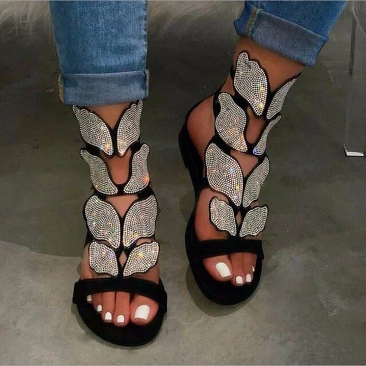 women's shoes butterfly diamond large size women's sandals