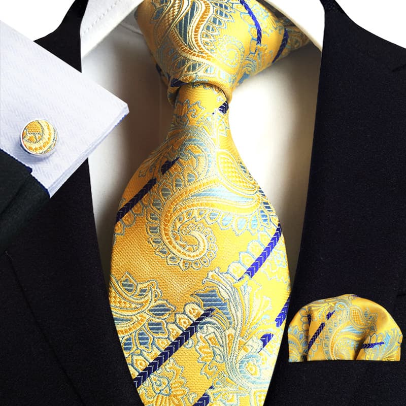 Apparel Accessories Paisley Waist Flower Men's Tie Pocket Square Cuff Three Piece Suit