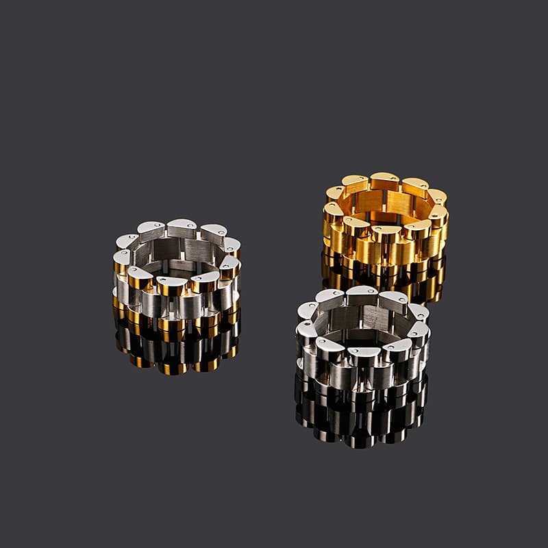 Men's Rings New Style Stainless Steel Ring Men's Simple Style Ring Watch Chain Design Hip Hop Jewelry