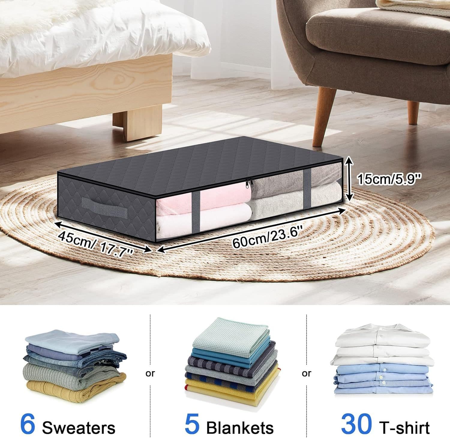 Under the bed storage box transparent clothing storage box under the bed foldable household quilt quilt storage bag