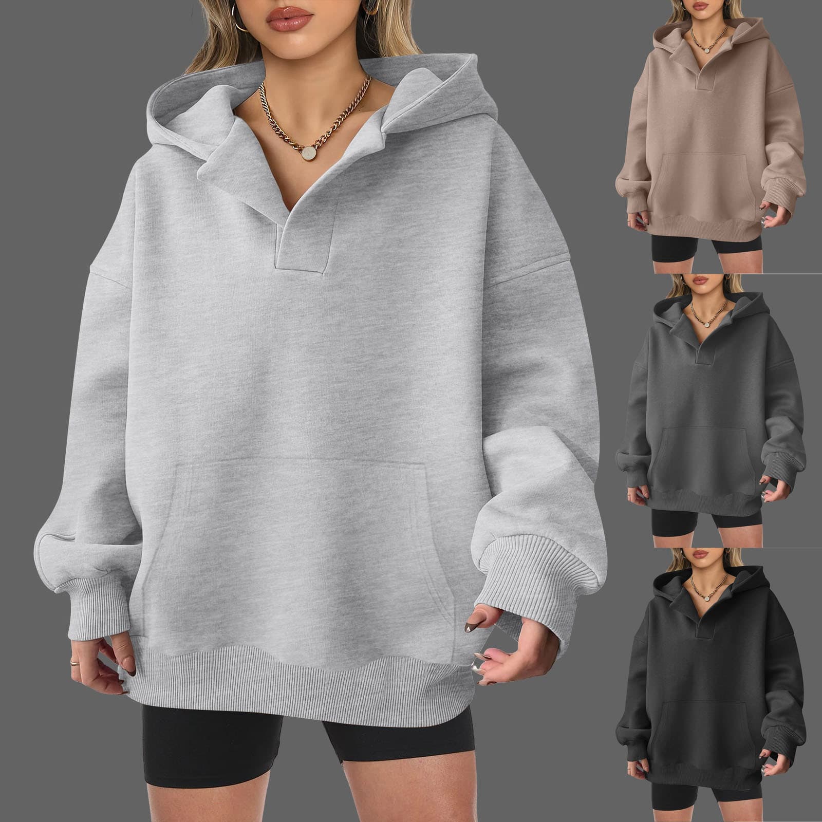 Women's Clothing 2024 new autumn and winter women's oversized loose sweatshirt sweatshirt long sleeved jacket