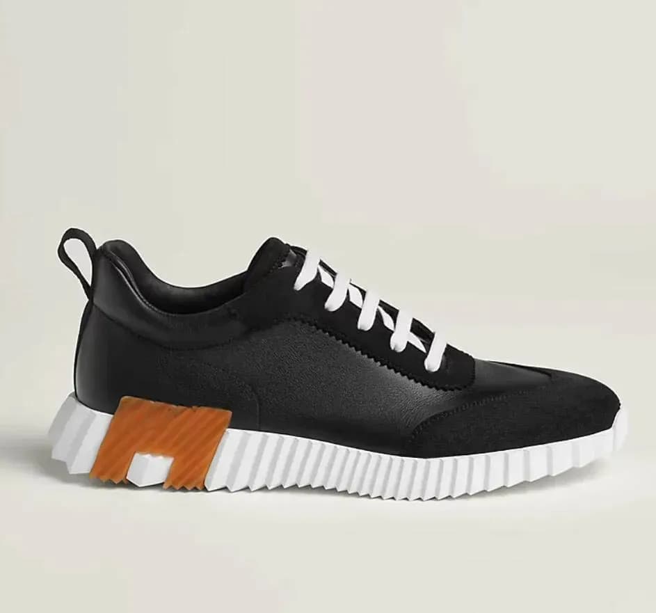 Baskets montantes de marque H pour homme, style décontracté, en cuir et mesh, à lacets, style running.