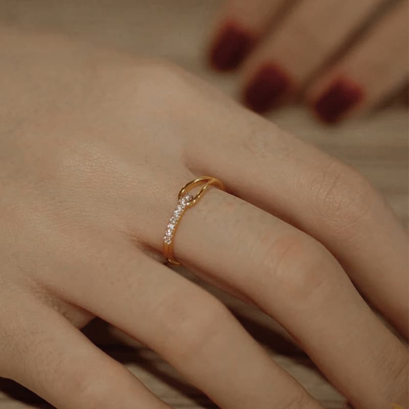 New Ins Style Geometric Versatile Exquisite Inlaid Zircon Simple Elegant For Women Adjustable Open Ring