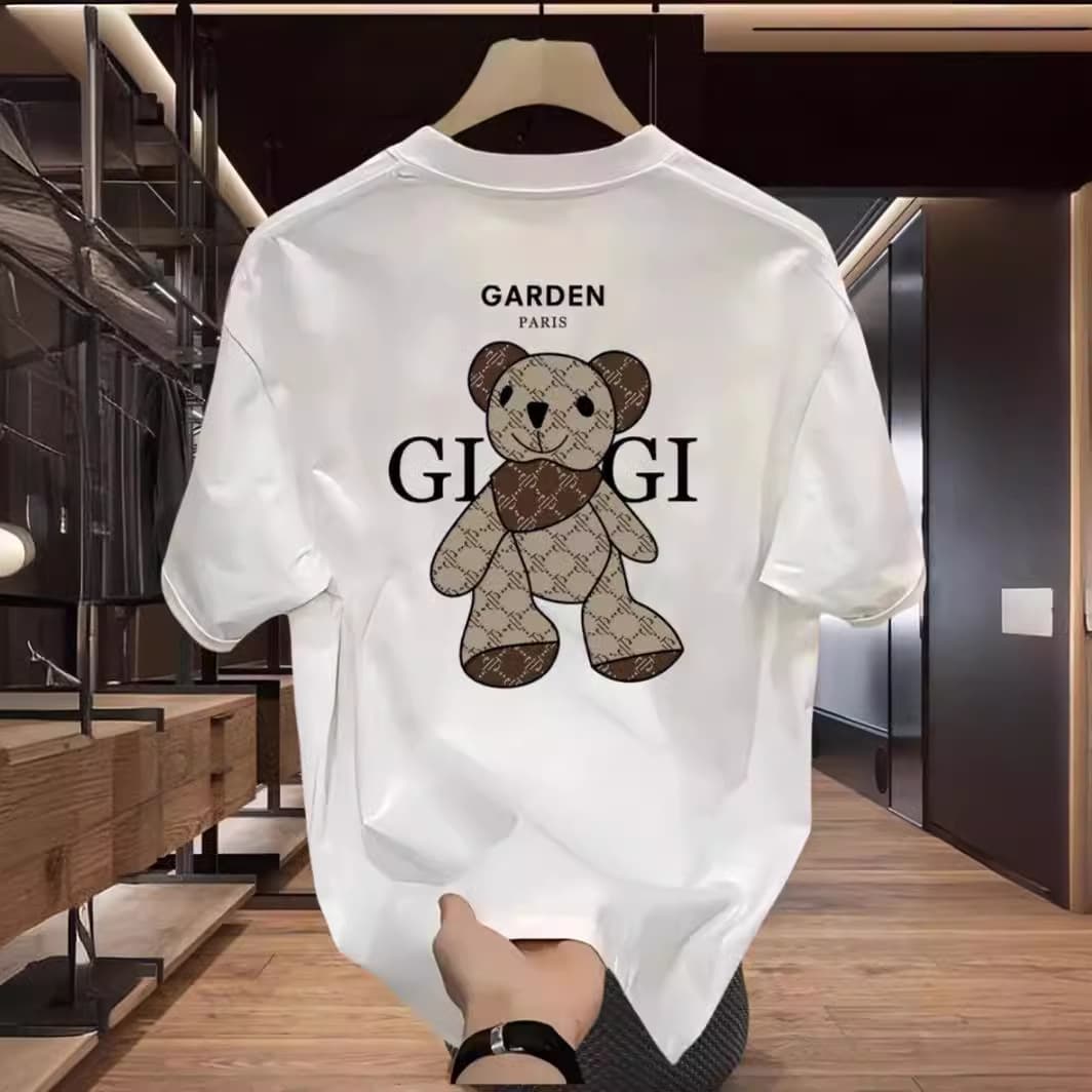 T-shirt en pur coton à manches courtes pour homme, design minimaliste, imprimé graphique, col rond, tendance